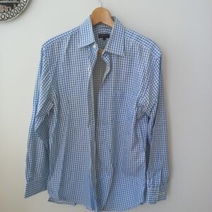 DKNY Men's Blue Checkered Button Down Shirt Size 16/34-35